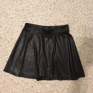 Black Faux Leather Forever21 Skater Skirt